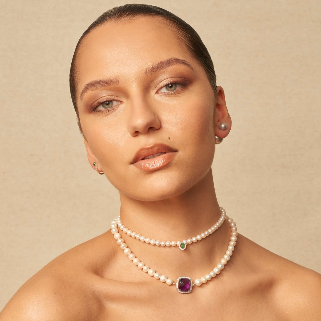 Collier Plaqué Avec Perle De Culture - Magnifique Bijou Argenté, Acier Inoxydable, Occasion