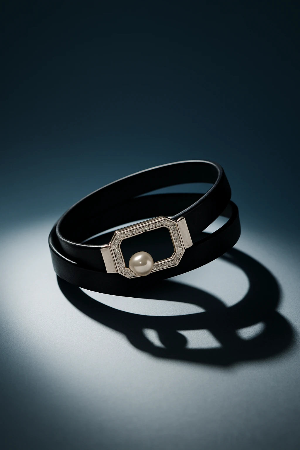 Bracelet pavé avec Perle et cuir.