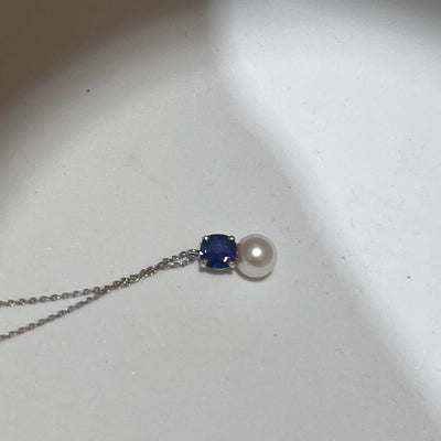 Collier Saphir carré et Perle de Culture