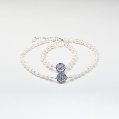 Collier et bracelet en perles d'eau douce perla création.